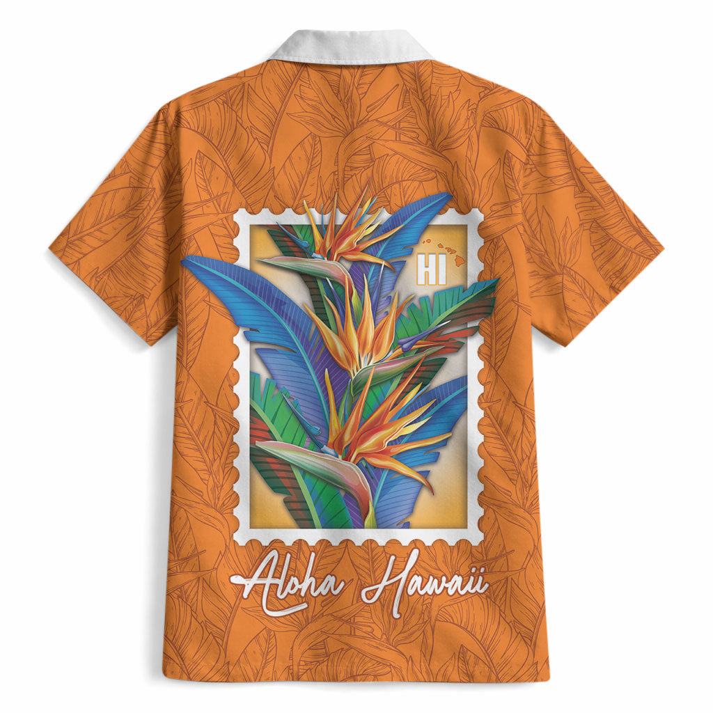 Aloha Hawaii Pua Manu Hawaiian Shirt Hawaiian Bird of Paradise Flowers Stylized Stamp LT14 - Polynesian Pride