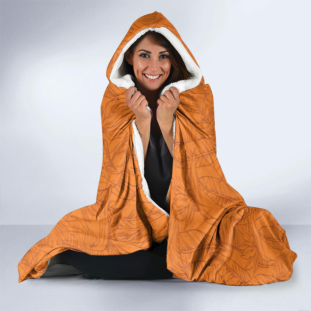 Aloha Hawaii Pua Manu Hooded Blanket Hawaiian Bird of Paradise Flowers Stylized Stamp LT14 - Polynesian Pride
