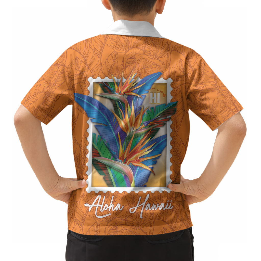 Aloha Hawaii Pua Manu Kid Hawaiian Shirt Hawaiian Bird of Paradise Flowers Stylized Stamp LT14 - Polynesian Pride