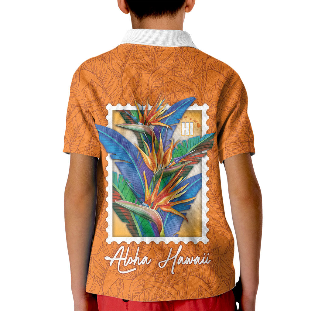 Aloha Hawaii Pua Manu Kid Polo Shirt Hawaiian Bird of Paradise Flowers Stylized Stamp LT14 - Polynesian Pride