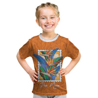 Aloha Hawaii Pua Manu Kid T Shirt Hawaiian Bird of Paradise Flowers Stylized Stamp LT14 Orange - Polynesian Pride