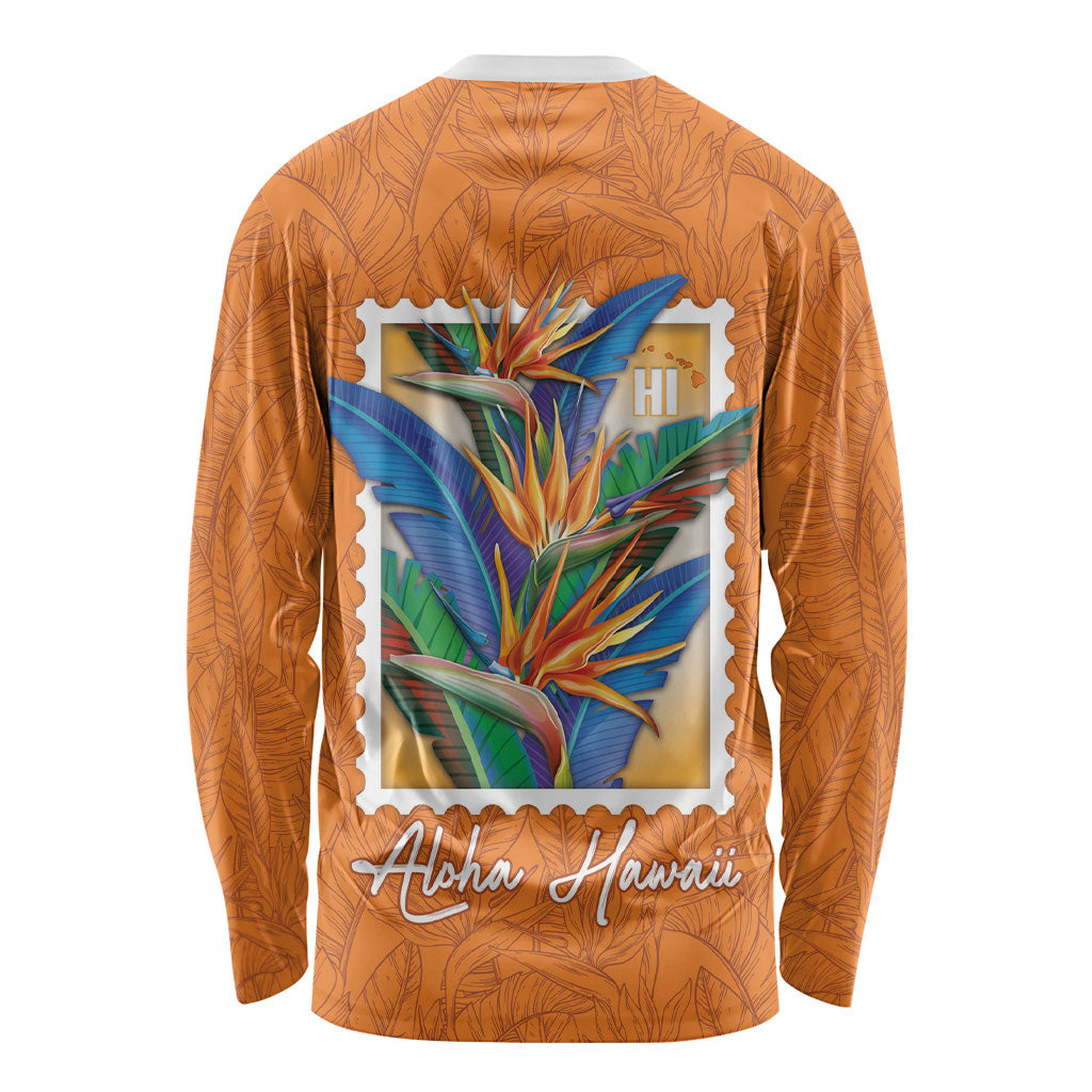 Aloha Hawaii Pua Manu Long Sleeve Shirt Hawaiian Bird of Paradise Flowers Stylized Stamp LT14 - Polynesian Pride