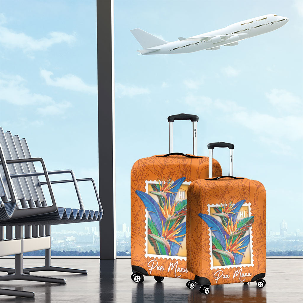 Aloha Hawaii Pua Manu Luggage Cover Hawaiian Bird of Paradise Flowers Stylized Stamp LT14 - Polynesian Pride
