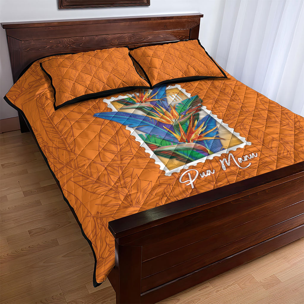 Aloha Hawaii Pua Manu Quilt Bed Set Hawaiian Bird of Paradise Flowers Stylized Stamp LT14 - Polynesian Pride