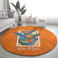 Aloha Hawaii Pua Manu Round Carpet Hawaiian Bird of Paradise Flowers Stylized Stamp LT14 - Polynesian Pride