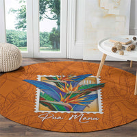 Aloha Hawaii Pua Manu Round Carpet Hawaiian Bird of Paradise Flowers Stylized Stamp LT14 - Polynesian Pride