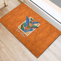 Aloha Hawaii Pua Manu Rubber Doormat Hawaiian Bird of Paradise Flowers Stylized Stamp LT14 - Polynesian Pride