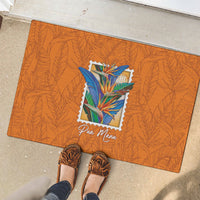 Aloha Hawaii Pua Manu Rubber Doormat Hawaiian Bird of Paradise Flowers Stylized Stamp LT14 - Polynesian Pride