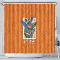 Aloha Hawaii Pua Manu Shower Curtain Hawaiian Bird of Paradise Flowers Stylized Stamp LT14 - Polynesian Pride