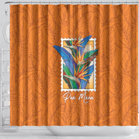 Aloha Hawaii Pua Manu Shower Curtain Hawaiian Bird of Paradise Flowers Stylized Stamp LT14 - Polynesian Pride