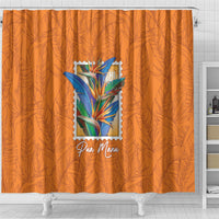 Aloha Hawaii Pua Manu Shower Curtain Hawaiian Bird of Paradise Flowers Stylized Stamp LT14 - Polynesian Pride