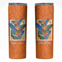 Aloha Hawaii Pua Manu Skinny Tumbler Hawaiian Bird of Paradise Flowers Stylized Stamp LT14 Orange - Polynesian Pride