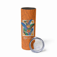 Aloha Hawaii Pua Manu Skinny Tumbler Hawaiian Bird of Paradise Flowers Stylized Stamp LT14 - Polynesian Pride