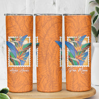 Aloha Hawaii Pua Manu Skinny Tumbler Hawaiian Bird of Paradise Flowers Stylized Stamp LT14 - Polynesian Pride