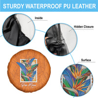 Aloha Hawaii Pua Manu Spare Tire Cover Hawaiian Bird of Paradise Flowers Stylized Stamp LT14 - Polynesian Pride