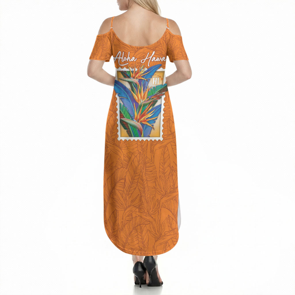 Aloha Hawaii Pua Manu Summer Maxi Dress Hawaiian Bird of Paradise Flowers Stylized Stamp LT14 - Polynesian Pride