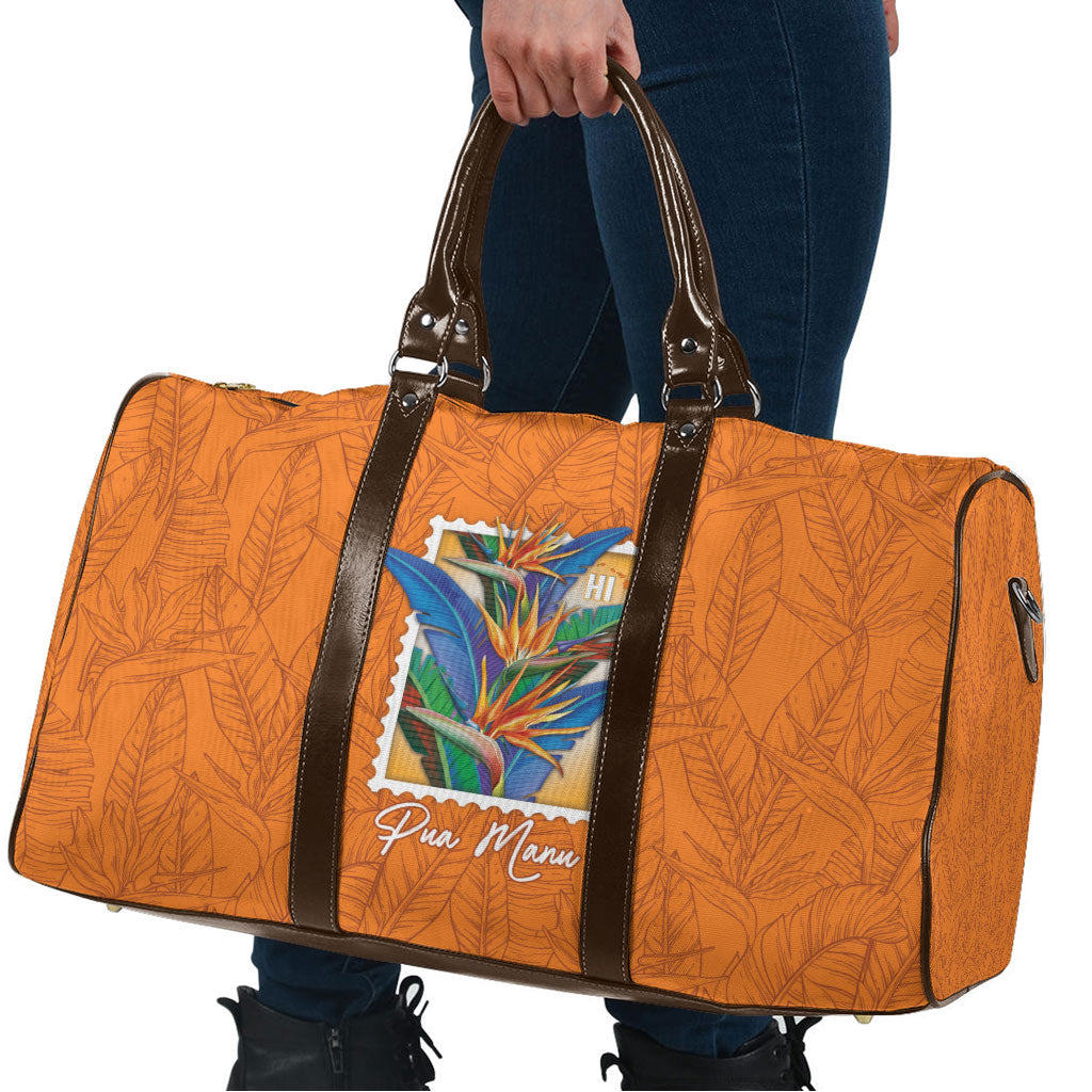 Aloha Hawaii Pua Manu Travel Bag Hawaiian Bird of Paradise Flowers Stylized Stamp LT14 - Polynesian Pride
