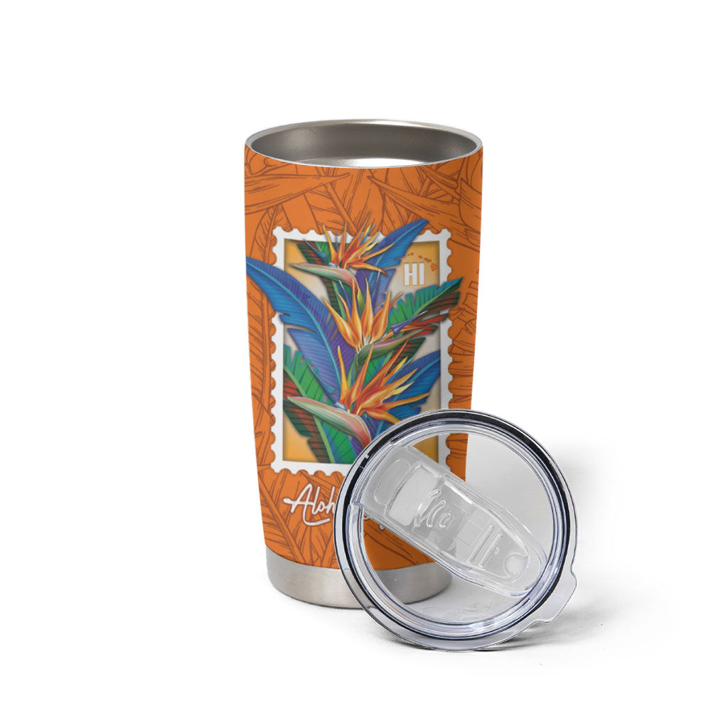 Aloha Hawaii Pua Manu Tumbler Cup Hawaiian Bird of Paradise Flowers Stylized Stamp LT14 - Polynesian Pride