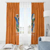 Aloha Hawaii Pua Manu Window Curtain Hawaiian Bird of Paradise Flowers Stylized Stamp LT14 - Polynesian Pride
