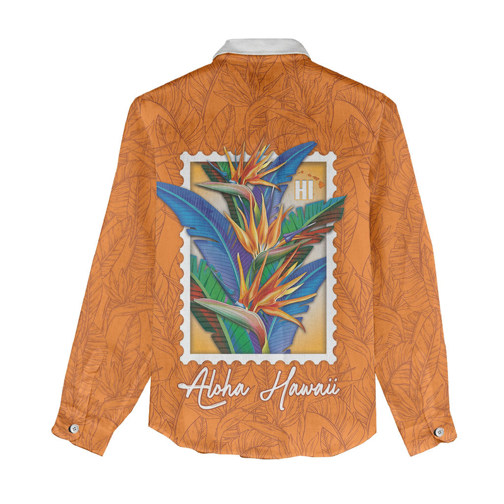 Aloha Hawaii Pua Manu Women Casual Shirt Hawaiian Bird of Paradise Flowers Stylized Stamp LT14 - Polynesian Pride