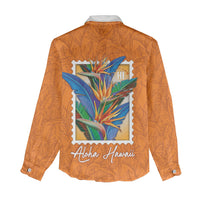 Aloha Hawaii Pua Manu Women Casual Shirt Hawaiian Bird of Paradise Flowers Stylized Stamp LT14 - Polynesian Pride