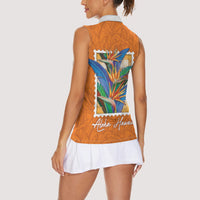 Aloha Hawaii Pua Manu Women Sleeveless Polo Shirt Hawaiian Bird of Paradise Flowers Stylized Stamp LT14 - Polynesian Pride