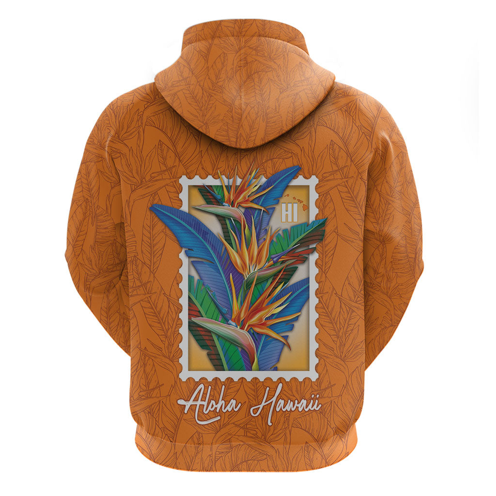 Aloha Hawaii Pua Manu Zip Hoodie Hawaiian Bird of Paradise Flowers Stylized Stamp LT14 - Polynesian Pride