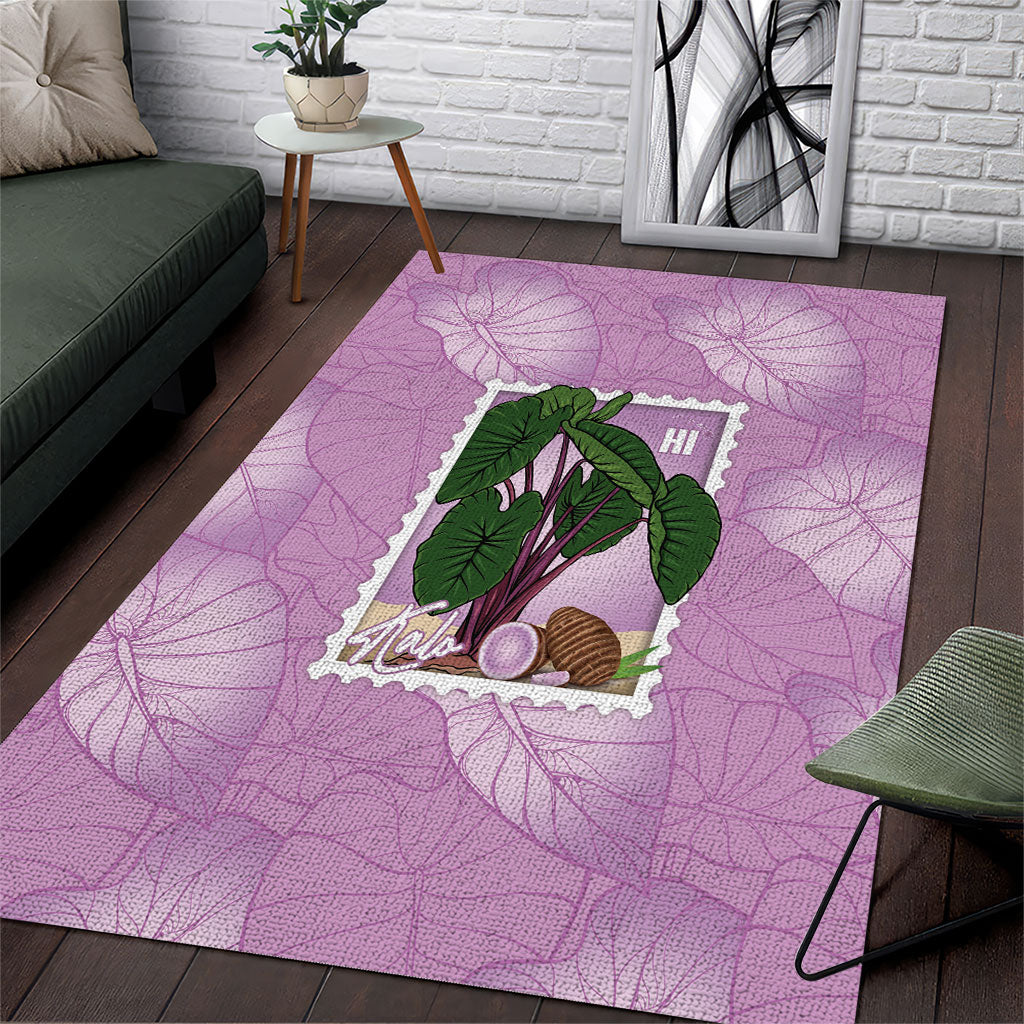 Aloha Hawaii Kalo Area Rug Hawaiian Taro Leaves Stylized Stamp LT14 Purple - Polynesian Pride