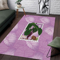 Aloha Hawaii Kalo Area Rug Hawaiian Taro Leaves Stylized Stamp LT14 Purple - Polynesian Pride