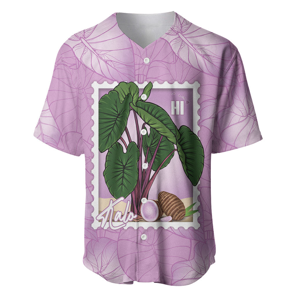 Aloha Hawaii Kalo Baseball Jersey Hawaiian Taro Leaves Stylized Stamp LT14 Purple - Polynesian Pride