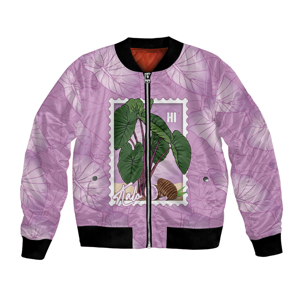 Aloha Hawaii Kalo Bomber Jacket Hawaiian Taro Leaves Stylized Stamp LT14 Unisex Purple - Polynesian Pride