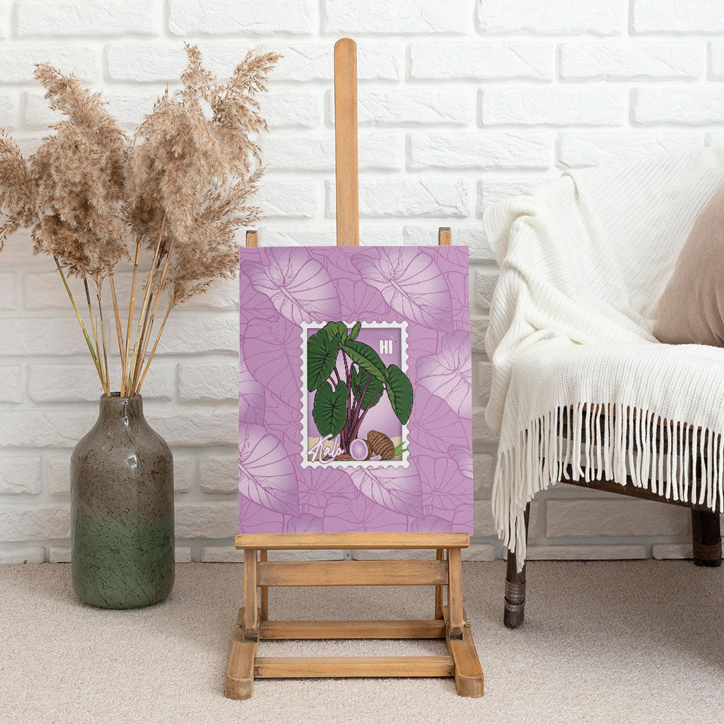 Aloha Hawaii Kalo Canvas Wall Art Hawaiian Taro Leaves Stylized Stamp LT14 - Polynesian Pride