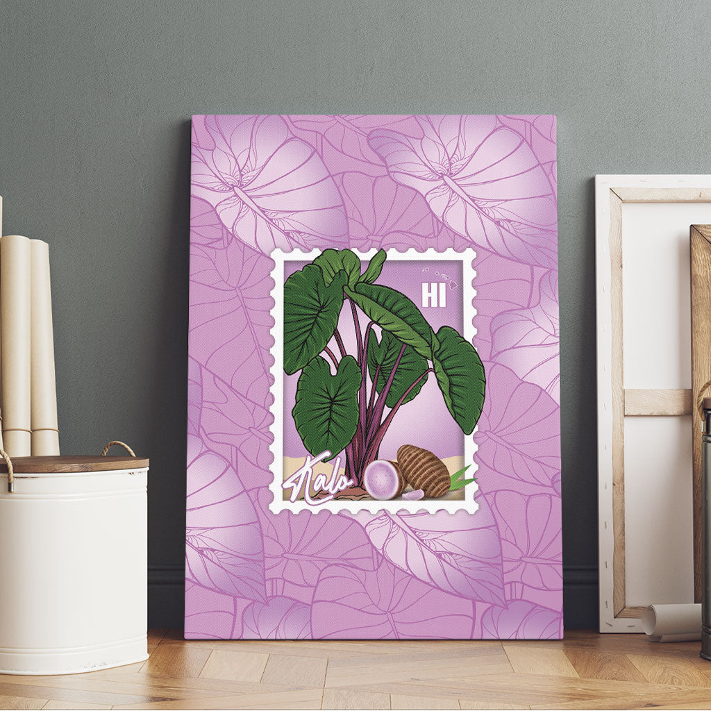 Aloha Hawaii Kalo Canvas Wall Art Hawaiian Taro Leaves Stylized Stamp LT14 - Polynesian Pride