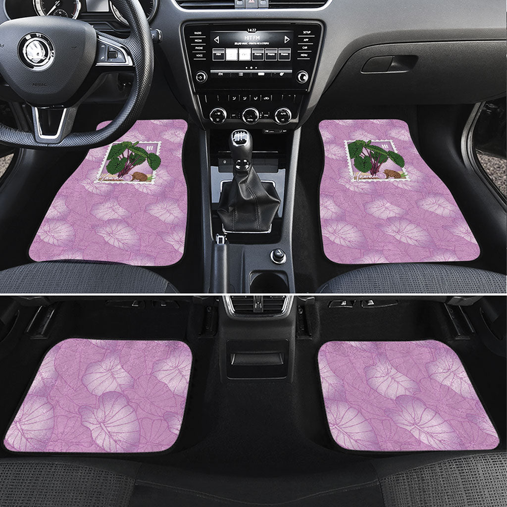 Aloha Hawaii Kalo Car Mats Hawaiian Taro Leaves Stylized Stamp LT14 Set 4pcs Purple - Polynesian Pride