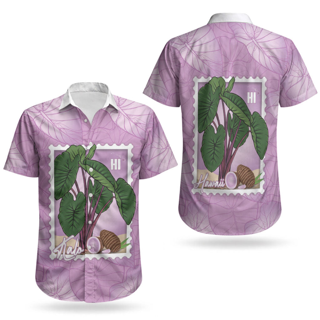 Aloha Hawaii Kalo Couples Matching Puletasi and Hawaiian Shirt Hawaiian Taro Leaves Stylized Stamp LT14 - Polynesian Pride