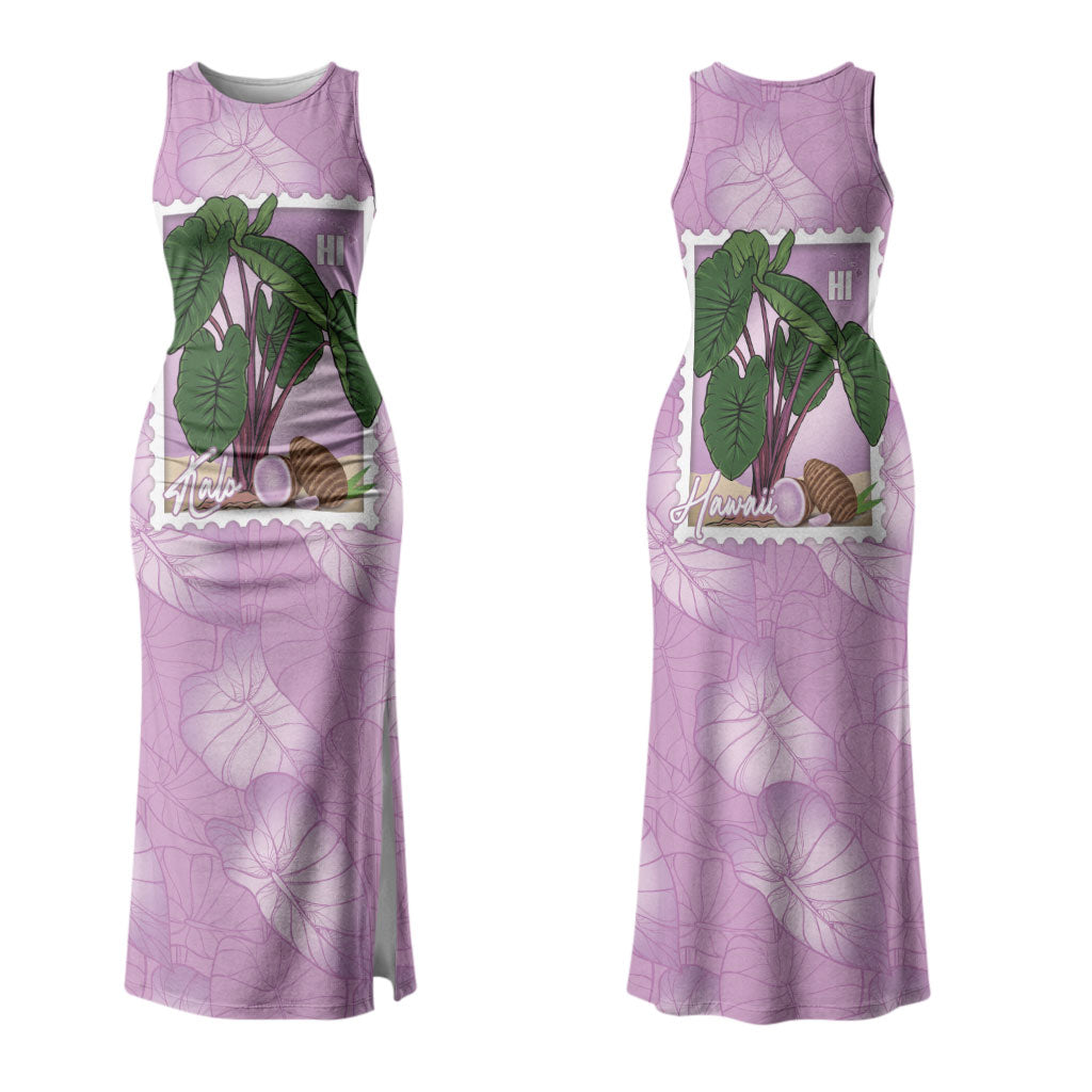 Aloha Hawaii Kalo Couples Matching Tank Maxi Dress and Long Sleeve Button Shirt Hawaiian Taro Leaves Stylized Stamp LT14 - Polynesian Pride