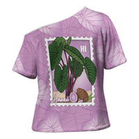 Aloha Hawaii Kalo Cross Shoulder Shirt Hawaiian Taro Leaves Stylized Stamp LT14 - Polynesian Pride