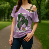 Aloha Hawaii Kalo Cross Shoulder Shirt Hawaiian Taro Leaves Stylized Stamp LT14 - Polynesian Pride