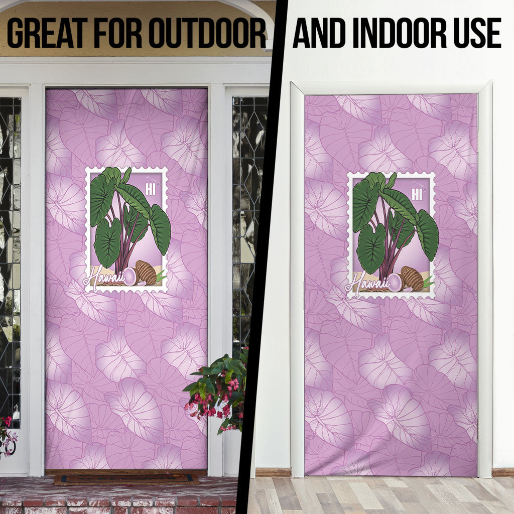 Aloha Hawaii Kalo Door Cover Hawaiian Taro Leaves Stylized Stamp LT14 - Polynesian Pride