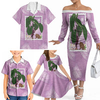 Aloha Hawaii Kalo Family Matching Off The Shoulder Long Sleeve Dress and Hawaiian Shirt Hawaiian Taro Leaves Stylized Stamp LT14 - Polynesian Pride