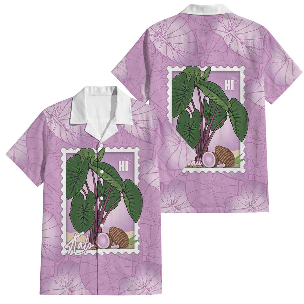 Aloha Hawaii Kalo Family Matching Off Shoulder Maxi Dress and Hawaiian Shirt Hawaiian Taro Leaves Stylized Stamp LT14 Dad's Shirt - Short Sleeve Purple - Polynesian Pride