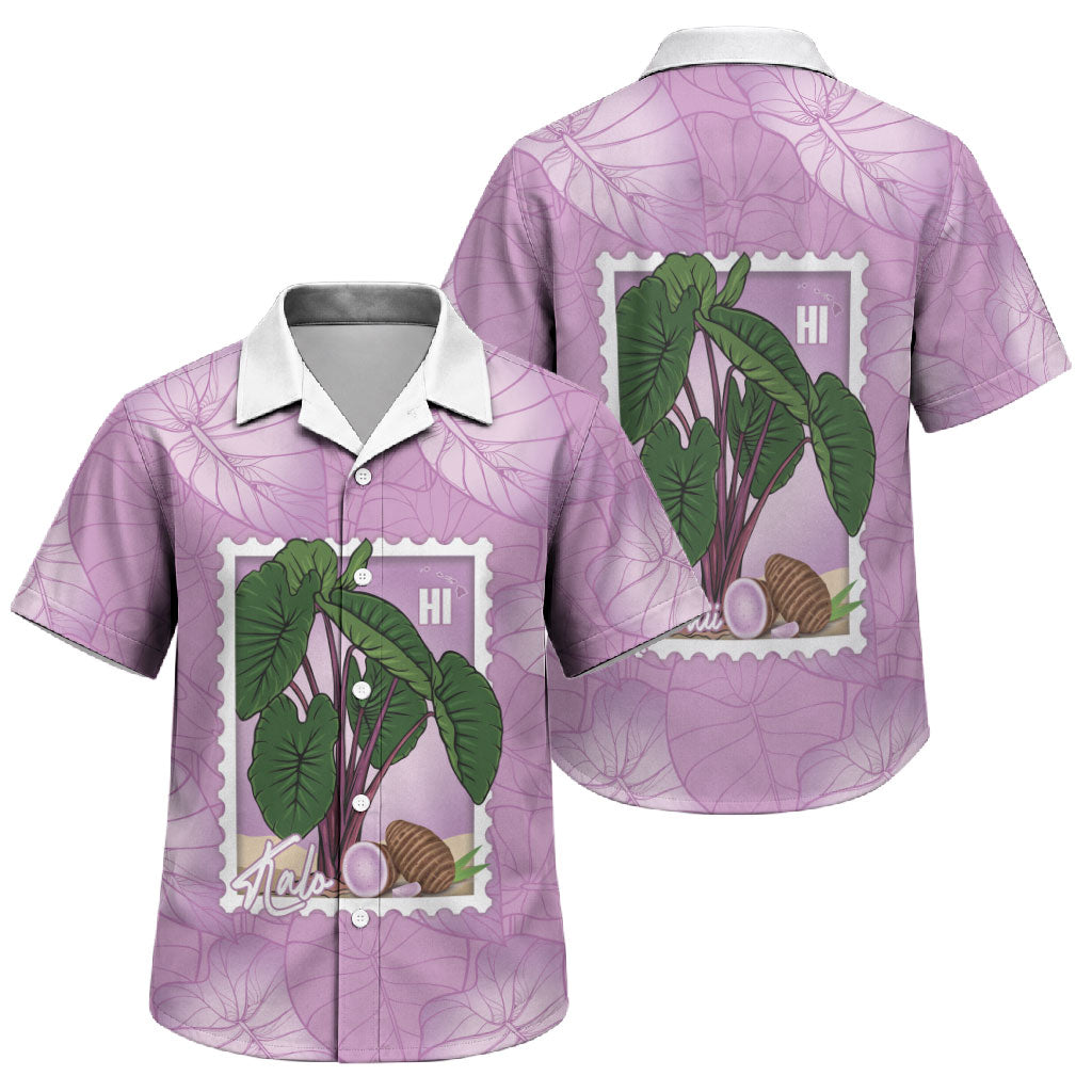 Aloha Hawaii Kalo Family Matching Off Shoulder Maxi Dress and Hawaiian Shirt Hawaiian Taro Leaves Stylized Stamp LT14 Son's Shirt Purple - Polynesian Pride