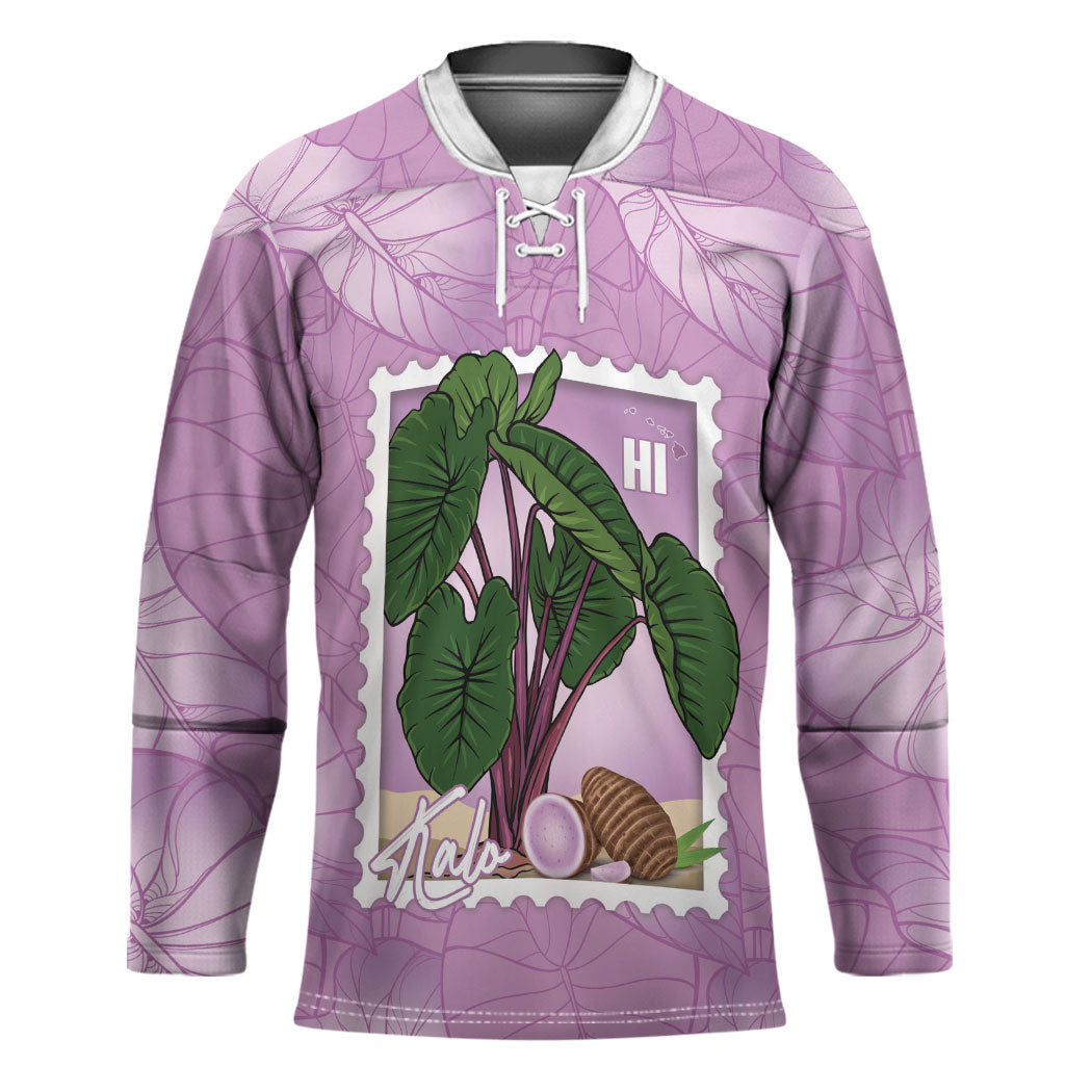 Aloha Hawaii Kalo Hockey Jersey Hawaiian Taro Leaves Stylized Stamp LT14 Unisex Purple - Polynesian Pride