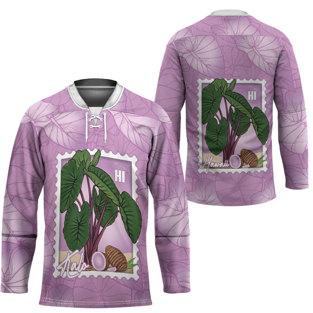 Aloha Hawaii Kalo Hockey Jersey Hawaiian Taro Leaves Stylized Stamp LT14 - Polynesian Pride
