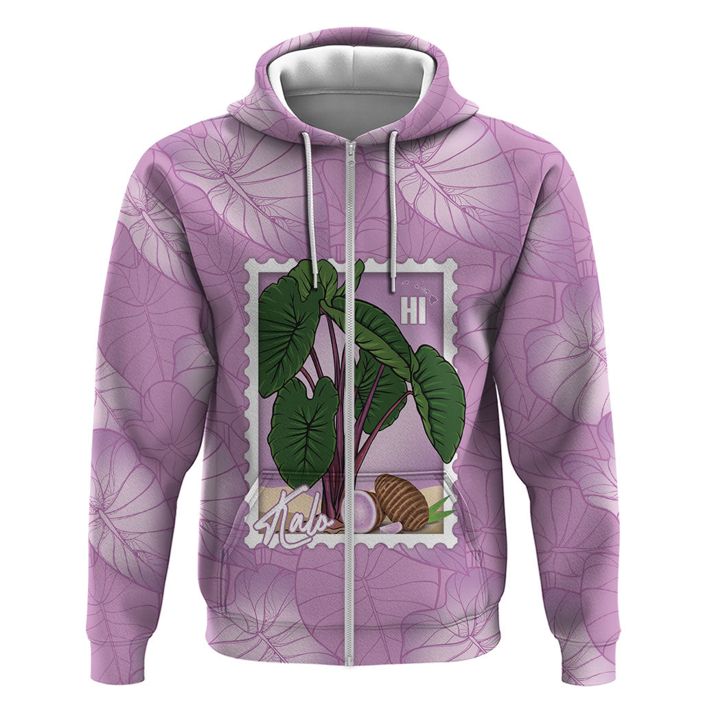 Aloha Hawaii Kalo Hoodie Hawaiian Taro Leaves Stylized Stamp LT14 Zip Hoodie Purple - Polynesian Pride