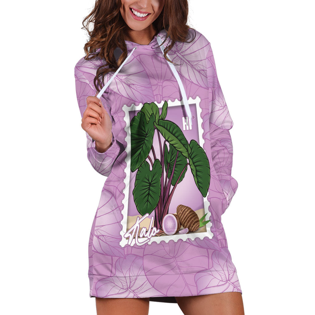 Aloha Hawaii Kalo Hoodie Dress Hawaiian Taro Leaves Stylized Stamp LT14 Purple - Polynesian Pride