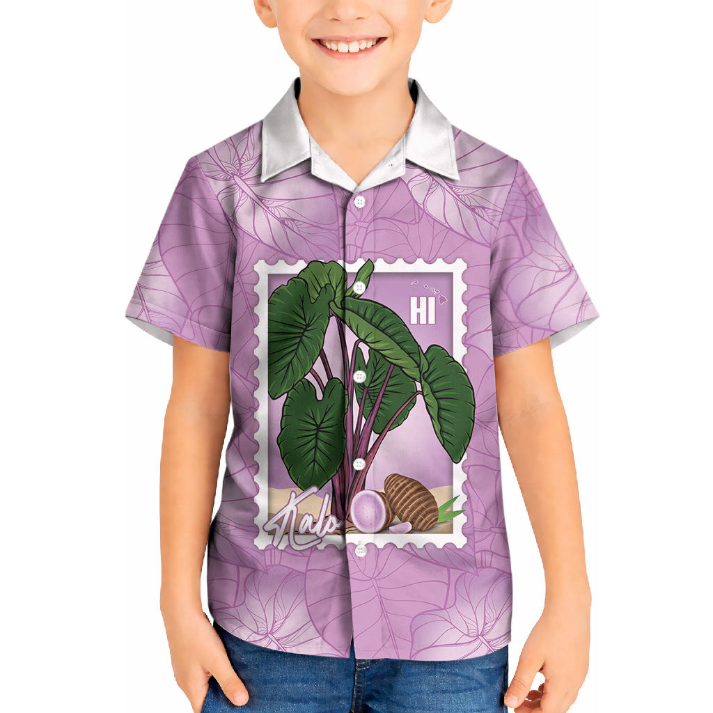 Aloha Hawaii Kalo Kid Hawaiian Shirt Hawaiian Taro Leaves Stylized Stamp LT14 Kid Purple - Polynesian Pride