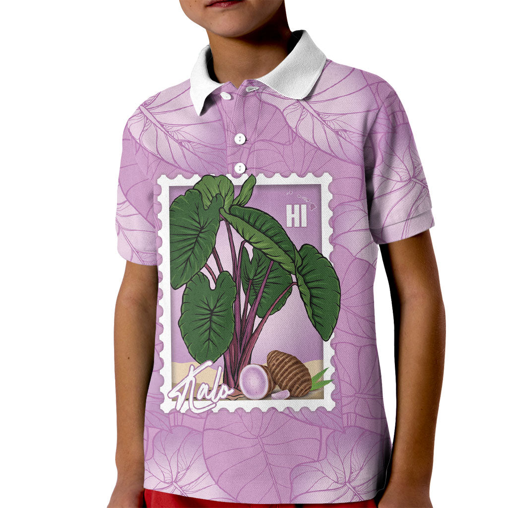 Aloha Hawaii Kalo Kid Polo Shirt Hawaiian Taro Leaves Stylized Stamp LT14 Kid Purple - Polynesian Pride