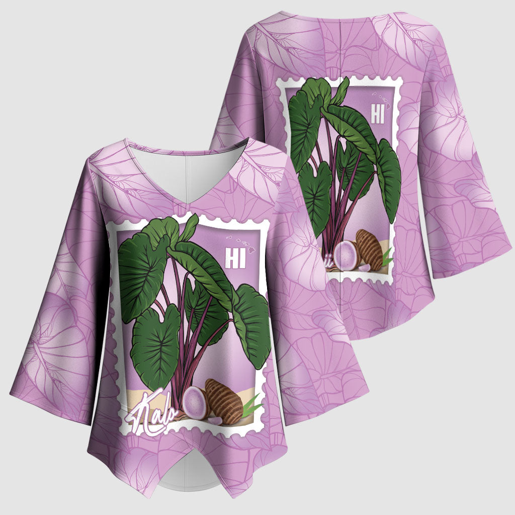 Aloha Hawaii Kalo Kimono Sleeve Blouse Hawaiian Taro Leaves Stylized Stamp LT14 - Polynesian Pride