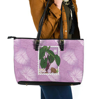 Aloha Hawaii Kalo Leather Tote Bag Hawaiian Taro Leaves Stylized Stamp LT14 - Polynesian Pride